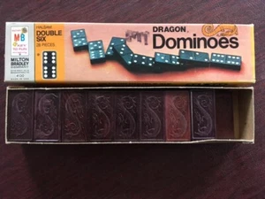 Milton Bradley 1970 Dragon Double Six Colored Dot Wooden Dominoes 25 Piece 4130 - Picture 1 of 7