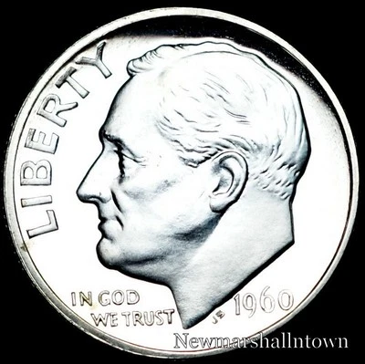 1960  Roosevelt Mint Proof Dime ~ Raw U.S. Coin from Original U.S. Proof Set - Image 1 of 2