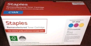 Staples  Toner Cartridge Replacement for HP 305A (Cyan) CE411A NEW UNSEALED  - Picture 1 of 6