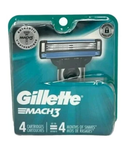 Gillette Mach 3, 4 Catridges, 4 Months Of Shaves, New, Sealed - Picture 1 of 6