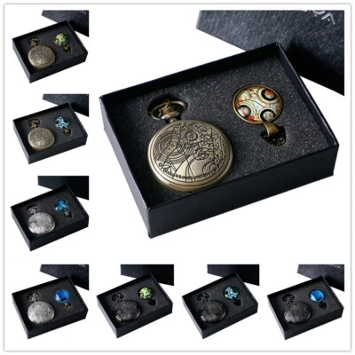 Conjunto de regalo de relojes de bolsillo vintage Dr. Who Time Lord Seal bonito collar cadena Foto 1 de 4