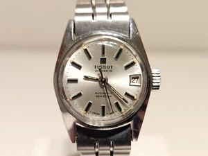 VINTAGE SMALL ST. STEEL LADIES SWISS AUTOMATIC WATCH "TISSOT" VISODATE SEASTAR - Picture 1 of 11