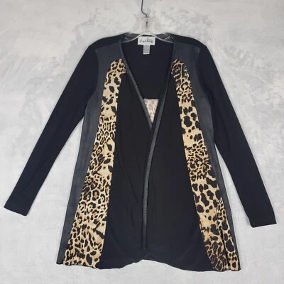 Top Joseph Ribkoff para mujer 4 cubre estampado de leopardo manga 3/4 frente abierto Foto 1 de 4