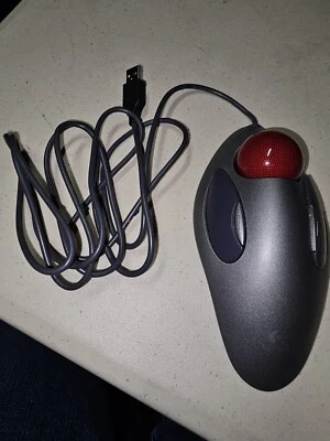 Logitech T-BC21 810-000767 Optical Trackman Marble USB Mouse Silver Ergonomic - Image 1 of 2