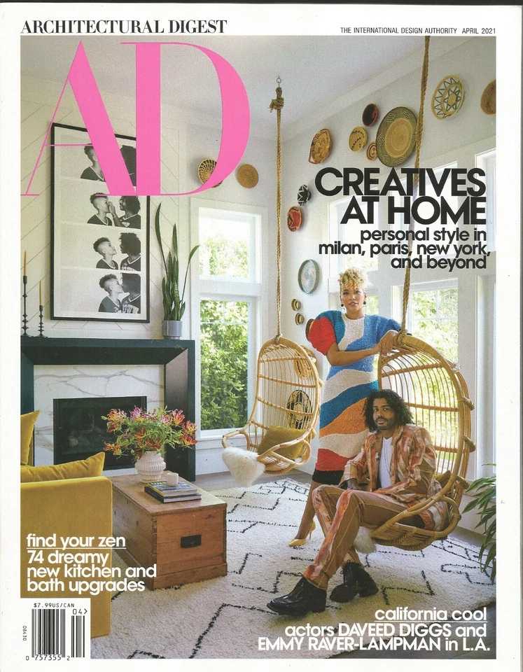 AD Architectural Digest US April 2021. Daveed Diggs + Emmy Raver-Lampman in L.A - Image 1 of 1