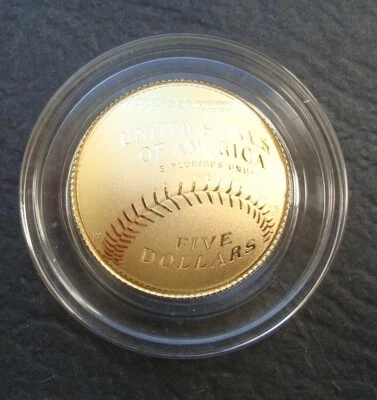 2014 Baseball  1/4  Oz quarter ounce gold commemorative proof coin UNC - Image 1 of 3