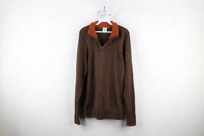 Suéter Pullover Vintage Años 90 Y2K Columbia Para Hombres Grande Desteñido Acanalado Tejido Media Cremallera Foto 1 de 4