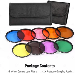 HOT 37mm~86mm 9-Piece HD Multicoated Solid Color Special Effect Filter Kit Set - Picture 1 of 14