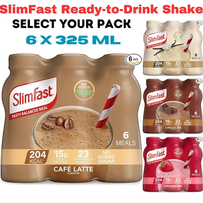 SlimFast Ready-to-Drink Shake High Protein Meal Replacement 325 ml Pack of 6 UK - Image 1 of 4
