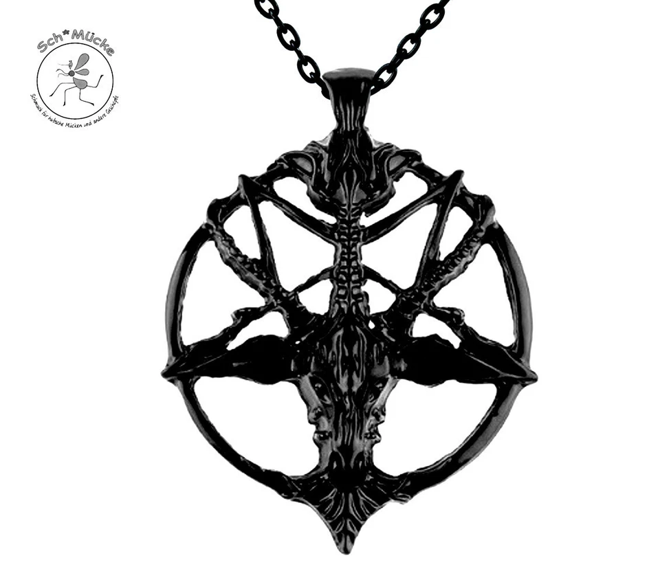 Halskette Ziegenkopf Pentagramm Baphomet Amulett Teufel Satan Dämon Gothic Hölle - Bild 1 von 1