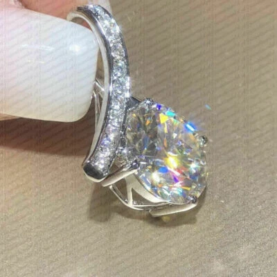 JUEGO BISEL COLLAR COLGANTE REDONDO MOISSANITA 2,17 QUILATES ORO BLANCO 14K Foto 1 de 3