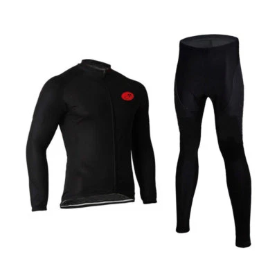 Ropa de bicicleta para hombre manga larga bicicleta jersey acolchado ciclismo pantalones largos kit negro Foto 1 de 4