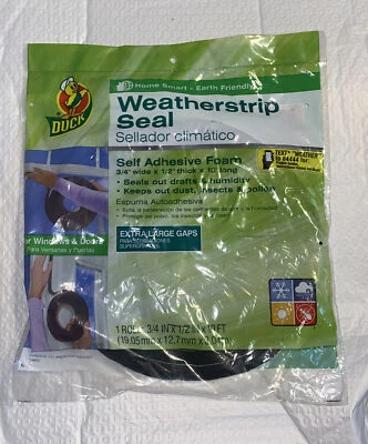 Duck Brand Self Adhesive Foam Weatherstrip Seal Extra Large Gaps Window Door New - Image 1 of 2