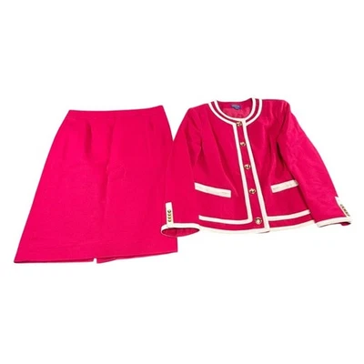 Traje clásico de algodón fucsia/crema Pendleton para mujer 2 piezas talla 10 Foto 1 de 4