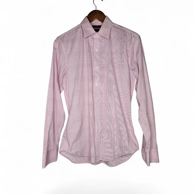 Bonobos Tailored Slim Fit Egyptian Cotton Shirt in Pink Windowpane Plaid Size S - Image 1 of 4