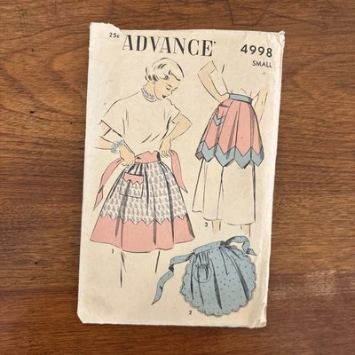 Advance 4998 Apron Sewing Pattern - Original 1940s- Size Small-Partially Cut - Image 1 of 2