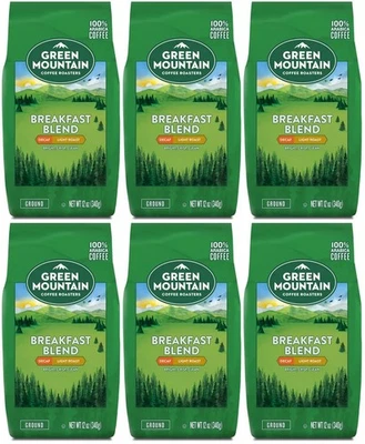 6 sacos de café moído descafeinado mistura café da manhã Green Mountain 12 oz melhor por 8/2O25 - Imagem 1 de 4