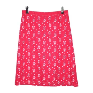 White Stuff Cotton Skirt Red Floral Size 8 Summer Skirt Flower Pot Canvas - Picture 1 of 14