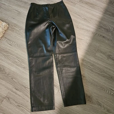 Vintage 90s Mix It Women’s Leather Pants Size 8 Black Straight Leg High Waist LN - Image 1 of 4