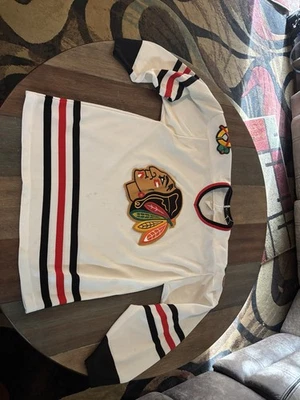 Camiseta De Colección Chicago Blackhawks Talla Grande Blanca CCM Maska NHL Hockey Años 80 90 Foto 1 de 4