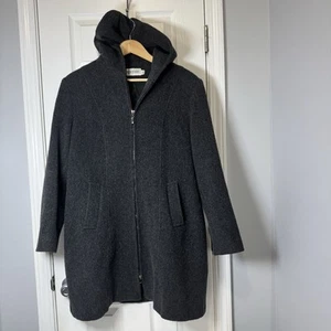 Mackintosh Women's sz M/L 100% Wool Full Double Zip Coat Hooded Fitted Gray Coat - Picture 1 of 5