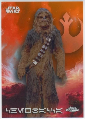 2025 Topps Chrome Star Wars AUREBESH SP #AV23 Chewbacca (22/25) Orange Refractor - Image 1 of 2