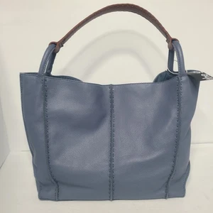 The Sak Los Feliz Slouchy Large Leather Tote in Maritime Blue Pebble - Picture 1 of 7