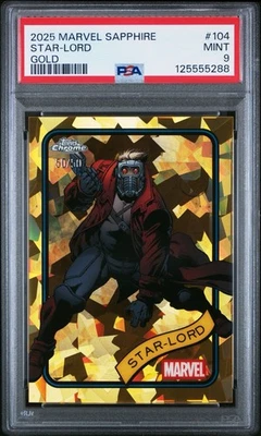 2025 Topps Chrome Marvel Sapphire Star-Lord #104 Gold /50 PSA 9 - Image 1 of 2