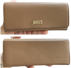 Cartera sin asas larga plegable de cuero beige Furla Babylon para mujer nueva con etiquetas Italia - Imagen 1 de 16