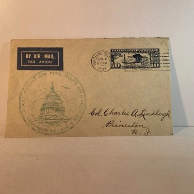 Historic Air Mail Cover June 8 1931 To Charles Lindbergh In NJ From Everett Erle - Image 1 of 4