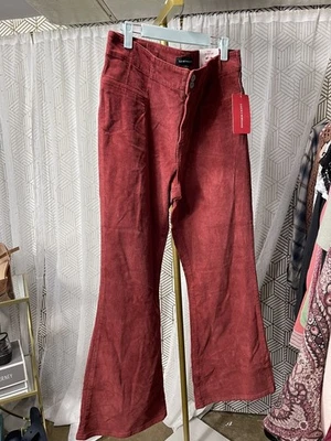 Pantalones acampanados de pana de tiro alto Stevie rojo talla 12/31 $109 nuevos con etiquetas Lucky Brand Foto 1 de 4