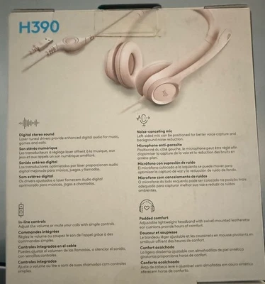 new Logitech H390 pink Over-Head wired USB computer Headset Noise-Canceling mic - Image 1 of 2
