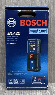 BOSCH Blaze 100ft Backlit Laser Measure - Blue GLM100-23 (NEW SEALED) - Image 1 of 2