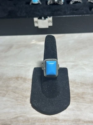 Anillo de plata 925 turquesa de la Bella Durmiente talla 5ish Foto 1 de 4