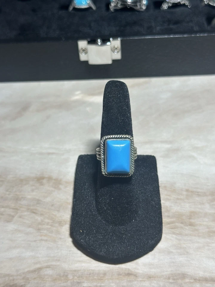 Anillo de plata 925 turquesa de la Bella Durmiente talla 5ish Foto 1 de 4