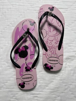 Havaianas Womens Flip-Flop Slippers Pink Slim Disney Minnie Mouse Outdoor Size 7 - Image 1 of 4