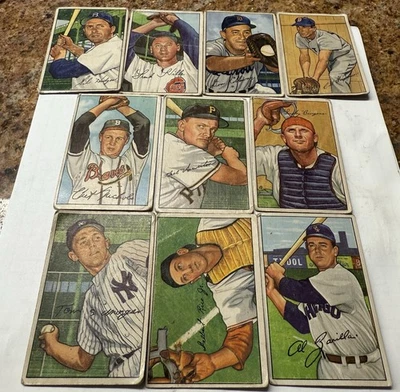(10) Lote de tarjetas de béisbol 1952 Bowman Gil Hodges Chet Nichols Foto 1 de 4