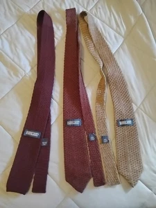 Vintage Lands’ End Mohair Wolle Strick schmale Krawatte Set Made in USA marineblau burgunder braun - Bild 1 von 6