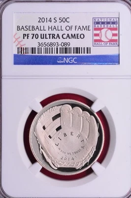 NGC PF-70 ULTRA CAMEO! 2014-S BASEBALL HALL OF FAME COMMEMORATIVE HALF - Image 1 of 2