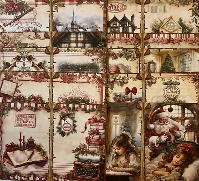 Paquete de papel navideño de inspiración vintage A5 10 hojas álbum de recortes diario de tarjetas #4331 Foto 1 de 4