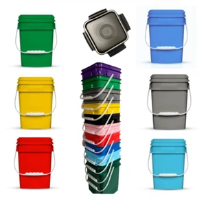 4 Gallon Square Food Grade Bucket Pail container with lid Made in USA - 10 Pack - Picture 1 of 12