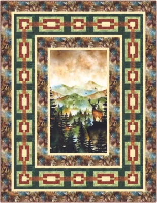 MOUNTAIN VIEW 60” x 78” Traditional Pieced Twin Size Quilt Pattern Windmill Quit - Image 1 of 2