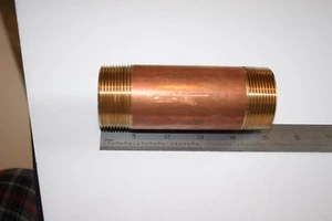 Neu Merit Messing 1-1/2" x 5" bleifreier Messing-Rohrnippel - Bild 1 von 3