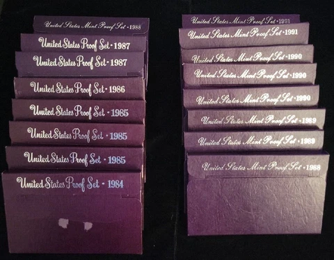 (16) 1984-1991 US Mint Proof Sets | Duplicates | Nice Sets | See List Cover