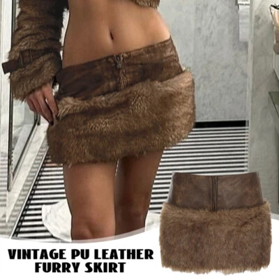 Minifaldas ajustadas de cintura media de moda vintage de cuero PU para mujer Foto 1 de 4