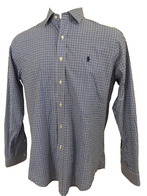 Polo Ralph Lauren Men's L/S Shirt Large Lg 2 Tone Blue Check Button Front EUC - Image 1 of 4