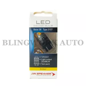 (PAIR) JW Speaker LED PY27/7W 3157 BRIGHT AMBER Bulbs for Indicator Turn Signal - Picture 1 of 8