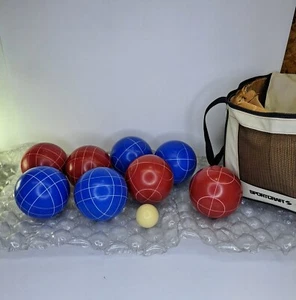 Sportcraft Bocce Ball Set Lawn Bowling With Carrying Bag Red and Blue 100mm - Picture 1 of 15