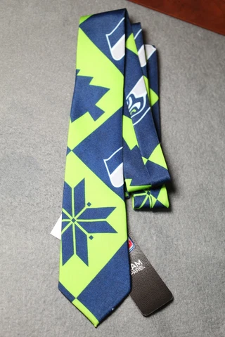 SEATTLE SEAHAWKS FAN NECK TIE - BLUE AND GREEN Cover