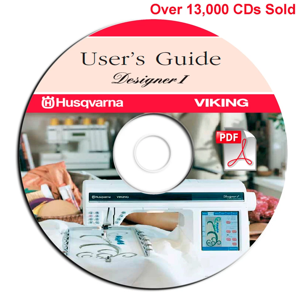 Husqvarna Viking DESIGNER 1 Sewing Embroidery Machine User Guide Manual-on CD